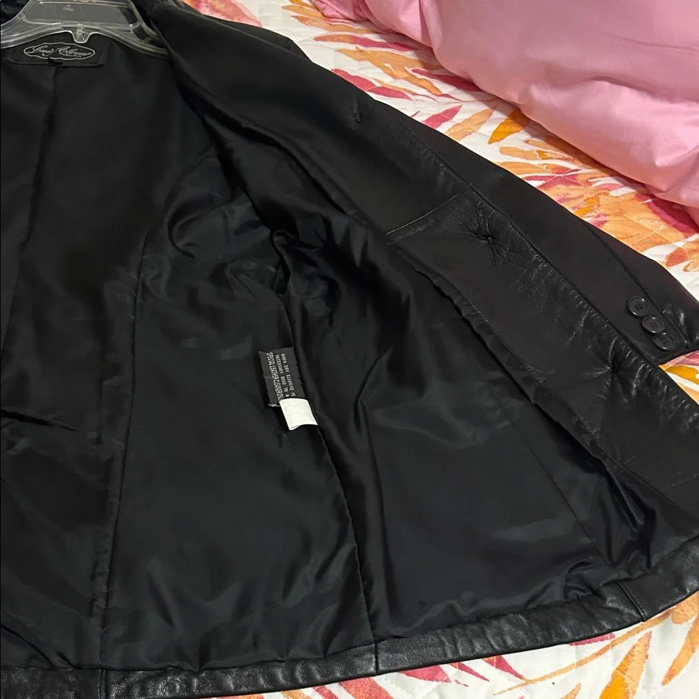 Black Leather Jacket Blazer by Luis Alvear Sz M - Picture 12 of 15